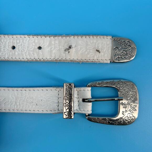 white leather western belt 90s Y2K vintage - Picture 5 of 5